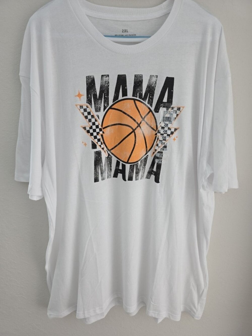 Basketball Mama Lightning T Shirt 2XL Graphic Sports White Casual Tee‎